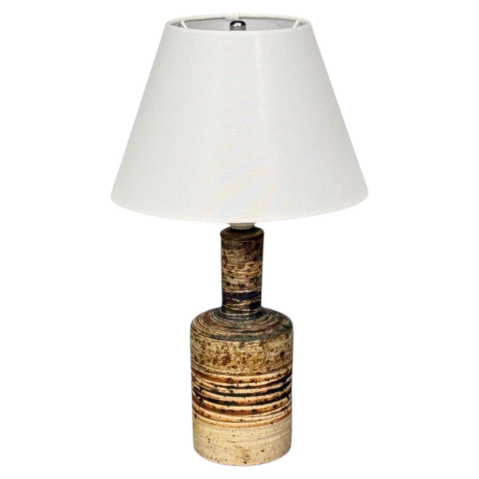 Tue Poulsen, Table Lamp, Beige Stoneware, Denmark, 1950s For Sale