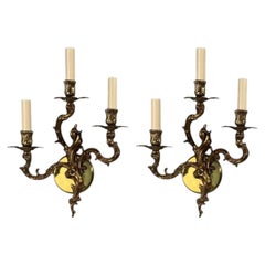 Louis XV Rococo, Candle Holder Sconces, Bronze, Plastic, France, 20th c.