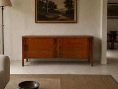 Edmond Spence, Concave Dresser, Stained Wood, Brass, Sweden, 1950s