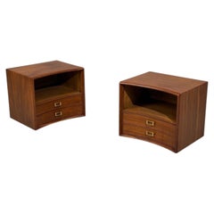Paul Frankl, John Stuart, Comodini Concave, noce, ottone, Stati Uniti, anni '50