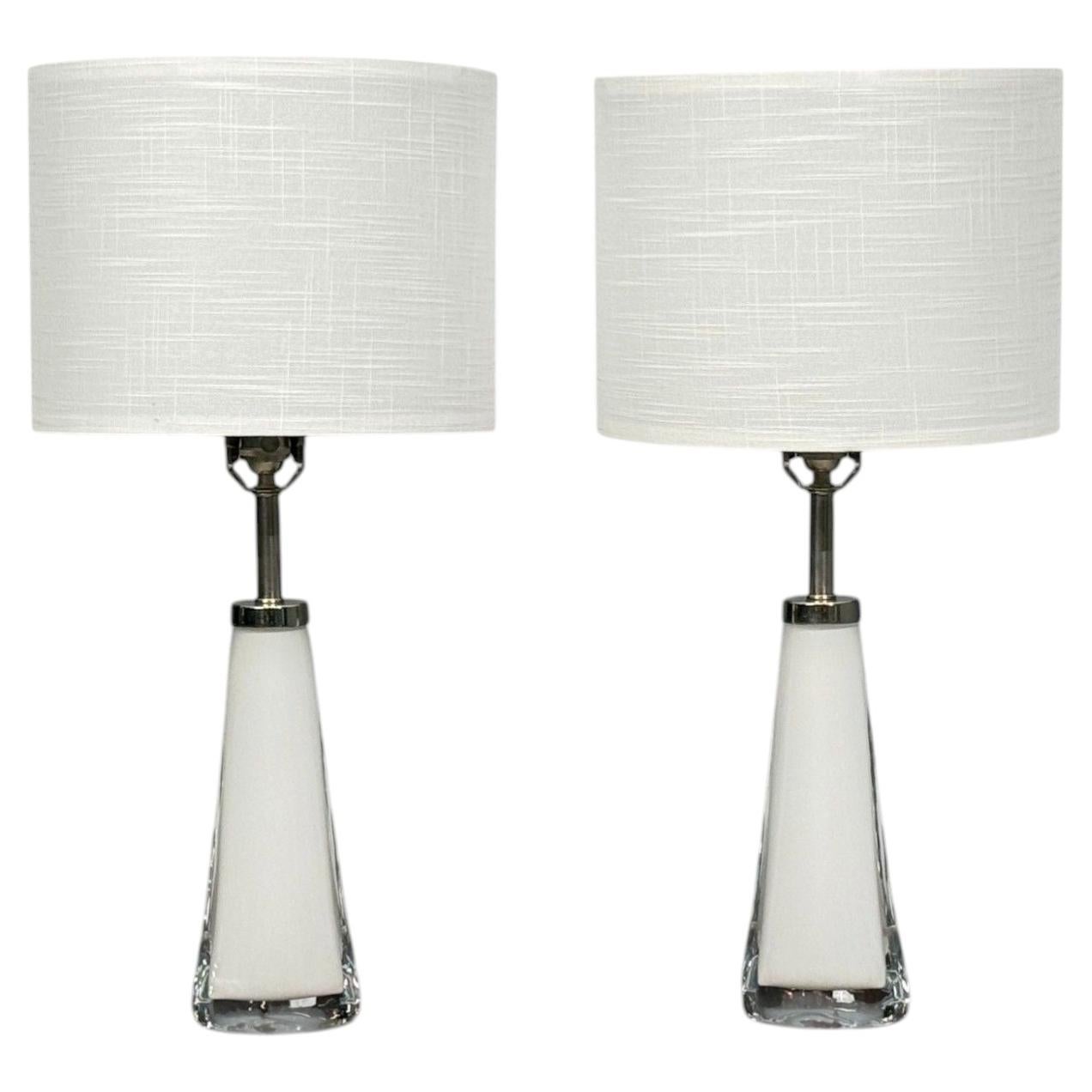 Carl Fagerlund, Swedish Modern, Table Lamps, White Glass, Sweden, 1960s