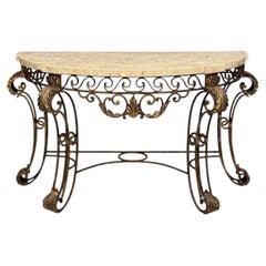 Maitland Smith, Console Table, Gilt Metal, Tesselated Marble, Philippines, 1980s