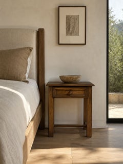French Modern, Brutalist Nightstands, Oak, France, 1960s