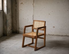 Pierre Jeanneret, sillón «Box», teca y mimbre, Chandigarh, India, década de 1960