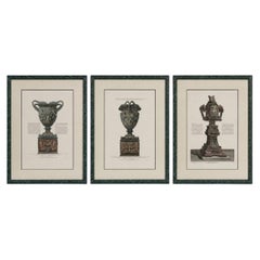 Style Giovanni Battista Piranesi, gravures anciennes de vases encadrées, années 1970