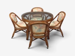Henry Link, Dining Table and Four Chairs, Bamboo, Fabric, Philippines, 1980s
