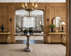Maison Jansen attr, Neoclassical Style Console Tables, Carved Wood, Black Marble