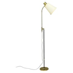 Möllers Armatur Eskilstuna, Floor Lamp, Leather, Brass, Sweden, 1950s