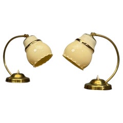 Itsu Oy, Table Lamps, Polished Brass, Glass, Finland, 1950s