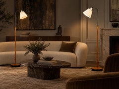 Swedish Modern, Floor Lamps, Burl, Ebonized Wood, Fabric, Sweden, 1940s
