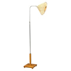 Swedish Modern, Floor Lamp, Light Wood, Metal, Sweden, 1930s