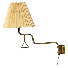 Armaturhantverk Tibro, Wall Light, Brass, Pleated Fabric, Sweden, 1970s