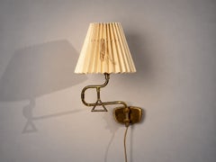 Armaturhantverk Tibro, Wall Light, Brass, Pleated Fabric, Sweden, 1970s
