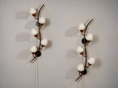 Astra, Norwegian Mid-Century Modern, Monumental Floral Sconces, Copper, Brass, G
