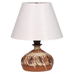 Tingkeramik Følle, Small Table Lamp, Brown Glazed Stoneware, Denmark, 1970s