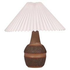 Einar Johansen, Large Table Lamp, Brown Stoneware, Denmark, 1960s