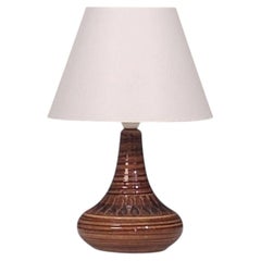 Arne Finne Nielsen, Table Lamp, Brown Glazed Stoneware, Denmark, 1960s