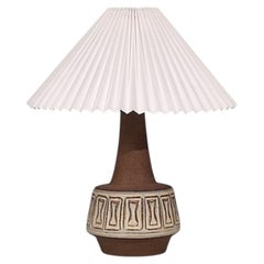 Helge Bjufstrøm, Large Table Lamp, Brown Stoneware, Denmark, 1960s