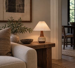 Helge Bjufstrøm, Large Table Lamp, Brown Stoneware, Denmark, 1960s