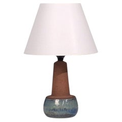 Michael Andersen & Søn, Table Lamp, Brown and Blue Stoneware, Denmark, 1960s