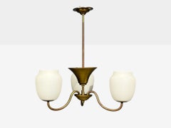 Danish Modern, Pendant Light, Brass, Glass, Denmark, 1940s