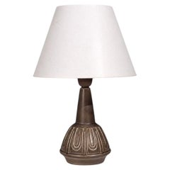 Einar Johansen, Table Lamp, Chocolate Brown Stoneware, Denmark, 1960s