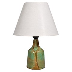 Danish Modern, Table Lamp, Green Glazed Stoneware, Denmark, 1970s