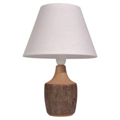 Einar Johansen, Rustic Table Lamp, Brown Stoneware, Denmark, 1960s