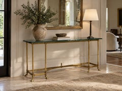 LaBarge, German Modern, Console Table, Brass, Glass, Germany, 1970s