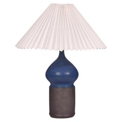 Marianne Starck, Table Lamp, Blue and Brown Stoneware, Denmark, 1960s