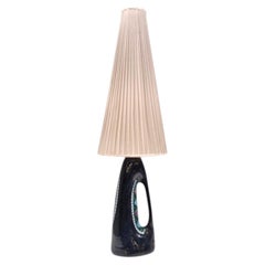 Tilgmans Keramik, Large Table Lamp, Dark Blue Ceramic, Sweden, 1958
