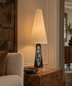 Tilgmans Keramik, Large Table Lamp, Dark Blue Ceramic, Sweden, 1958