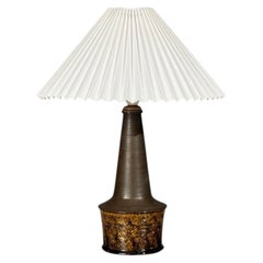 Nils Kähler, Large Table Lamp, Brown Glazed Stoneware, Denmark, 1960s