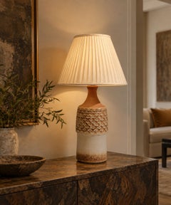 Søholm Stentøj, Large Table Lamp, Beige Stoneware, Denmark, 1960s