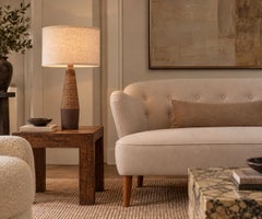 Hyllested Keramik, Large Rustic Table Lamp, Brown Stoneware, Denmark, 1960s