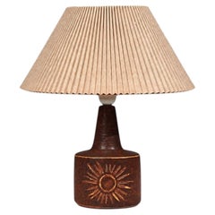 Søholm Stentøj, Sun Table Lamp, Brown Glazed Stoneware, Denmark, 1960s