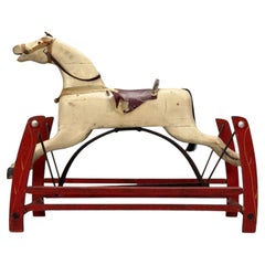 Victorian, Painted Wood, Primitive Rocking Horse, USA, 19th c.