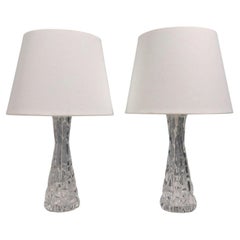 Carl Fagerlund, Table Lamps, Textured Glass, Chrome, Sweden, 1960s