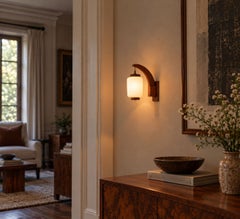 Danish Modern, Wall Sconce, Teak, Opal Glass, Denmark, 1960s
