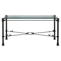Giacometti Style, Console Table, Forged Metal, Glass, USA, 1970s