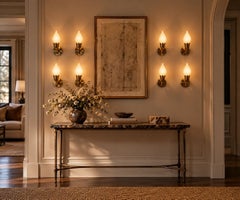 Fog & Mørup, Eight Wall Lights, Brass, Glass, Denmark, 1950s