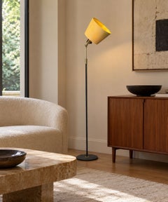 Boréns, Adjustable Floor Lamp, Blue Lacquered Metal, Brass, Sweden, 1950s