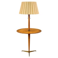 Edward Wormley, lampada da terra "Rare Snack", legno, ottone, Stati Uniti, anni '40
