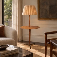 Edward Wormley, lampada da terra "Rare Snack", legno, ottone, Stati Uniti, anni '40