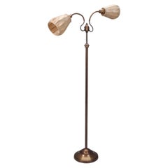 Tyringe Konsthantverk, lampadaire à double pied, métal, tissu, Suède, années 1970