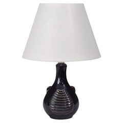 Søholm Stentøj, Danish Modern Table Lamp, Blue Stoneware, Denmark, 1960s