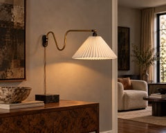 Voss Belysning, Articulating Wall Light, Paintated Brass, Metal, Denmark, 1950s