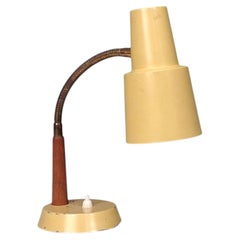 Fagerhults Ljusarmatur, Desk Lamp, Cream Lacquered Metal, Wood, Sweden, 1960s