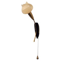 Scandinavian Modern, Tulip Wall Sconce, Brass, Plastic, Sweden, 1950s