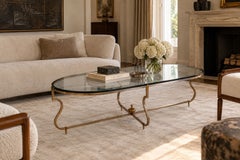 Tommi Parzinger, Unique Coffee Table, Brushed Steel, Glass, USA, 1950s